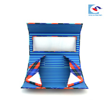 custom cardboard foldable gift box packaging blue with window